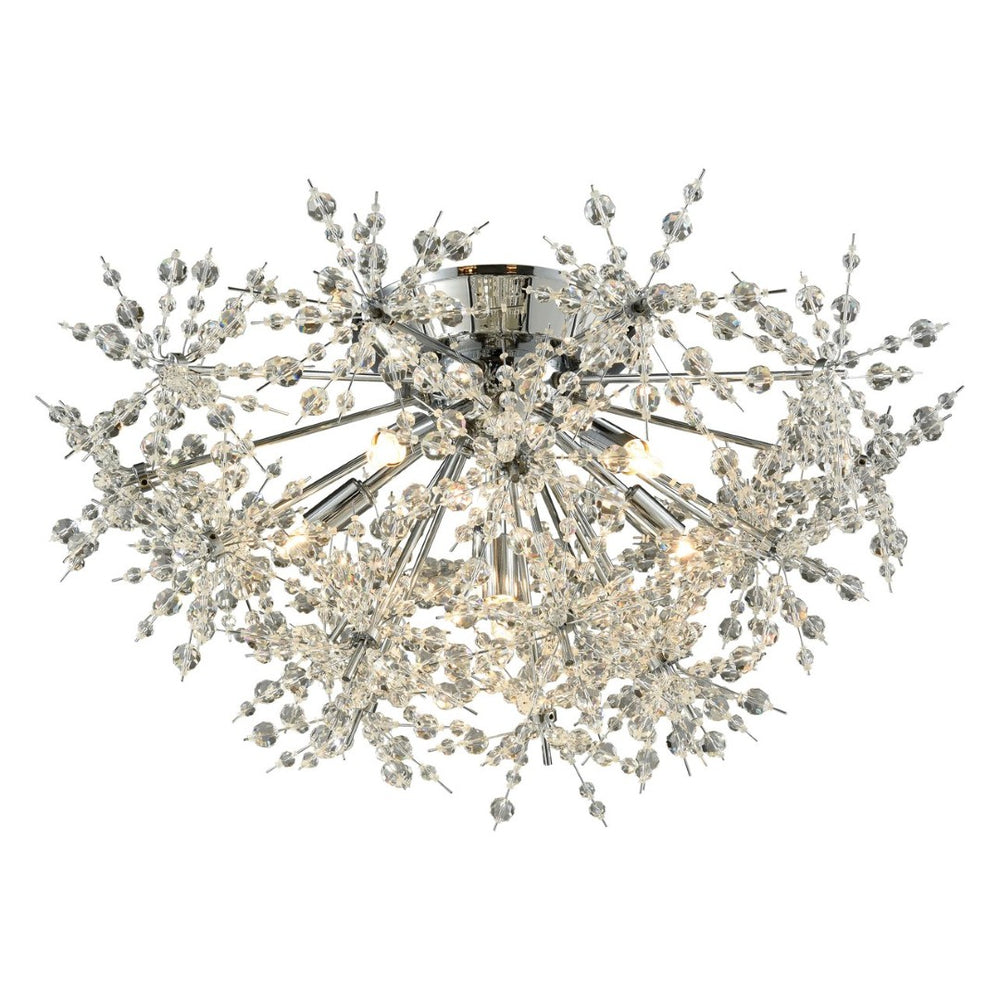 Atlas Snowburst 6-Light Semi Flush Mount - Dazzling Crystal Beads for Modern Elegance in Any Room Polished Chrome 32'' CL12432-CH