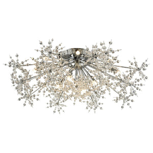 Atlas Snowburst 6-Light Semi Flush Mount - Dazzling Crystal Beads for Modern Elegance in Any Room Polished Chrome 32'' CL12432-CH
