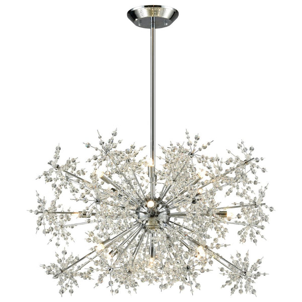 Atlas Snowburst Dazzling 7-Light Chandelier with Crystal Beads for Elegant Indoor Illumination and Style Polished Chrome 33'' CL12433-CH