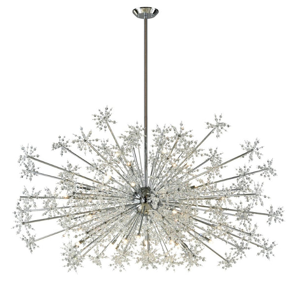 Atlas Snowburst Dazzling 7-Light Chandelier with Crystal Beads for Elegant Indoor Illumination and Style Polished Chrome 72'' CL12434-CH