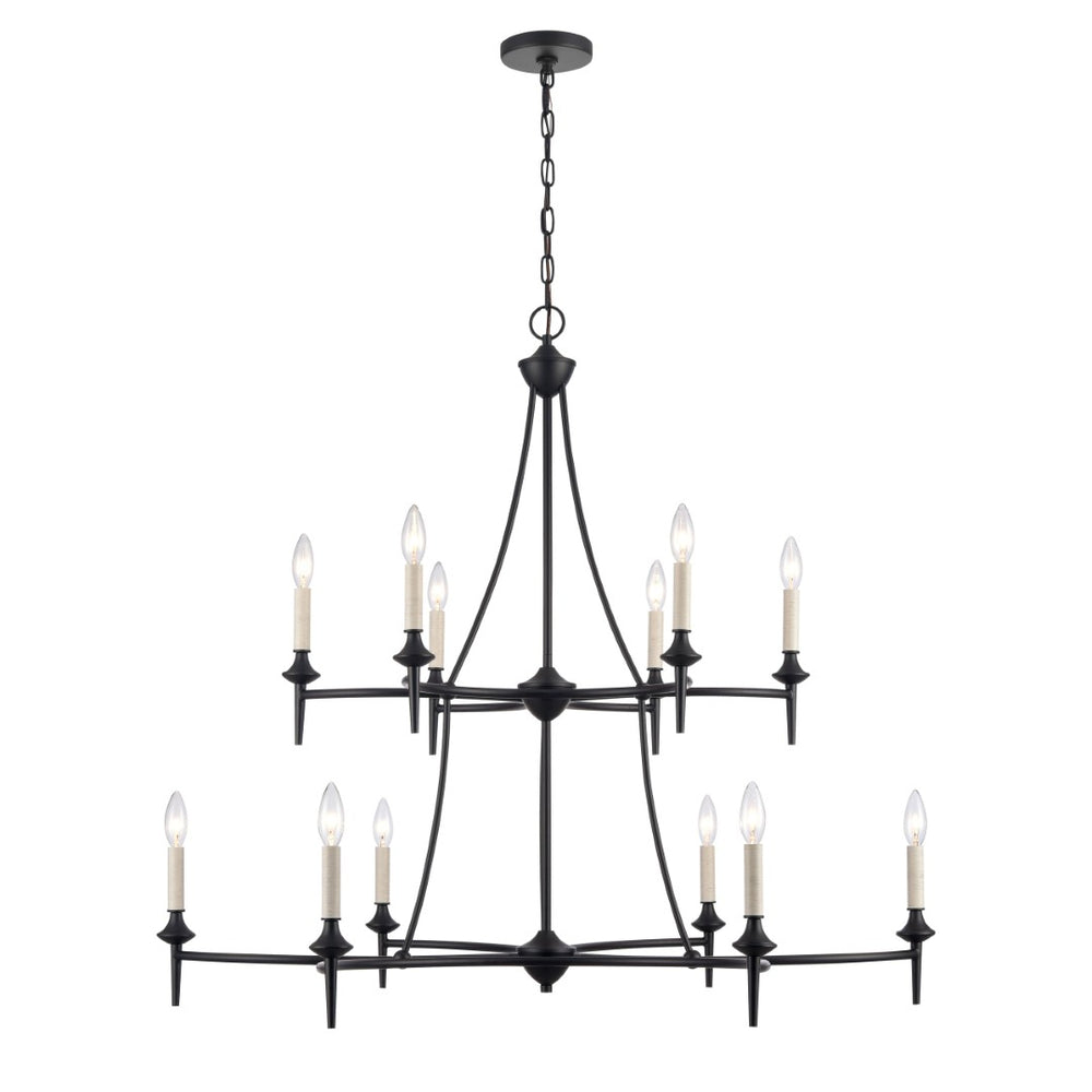 Atlas Solomon 6-Light Chandelier - Lodge-Inspired Design with Elegant Metal Arms for Bright, Inviting Spaces Matte Black 28'' CL12439-BK