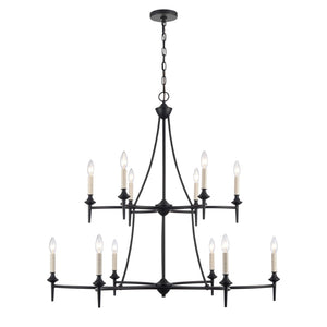 Atlas Solomon 6-Light Chandelier - Lodge-Inspired Design with Elegant Metal Arms for Bright, Inviting Spaces Matte Black 41'' CL12440-BK