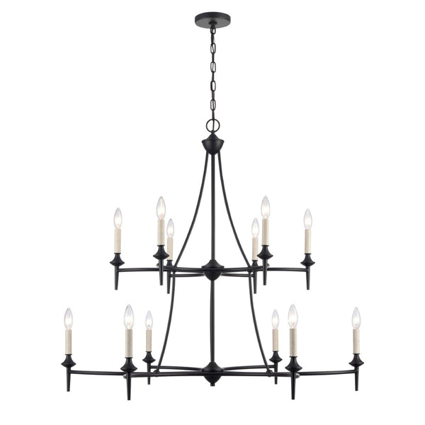 Atlas Solomon 6-Light Chandelier - Lodge-Inspired Design with Elegant Metal Arms for Bright, Inviting Spaces Matte Black 41'' CL12440-BK