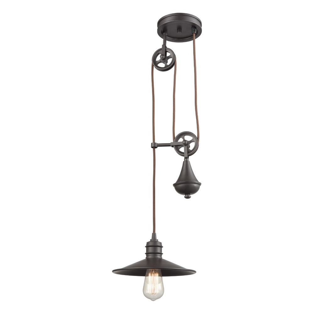 Atlas Spindle Wheel 10'' Wide Mini Pendant - Vintage Industrial Oil Rubbed Bronze Light for Home Décor CL12444-BZ
