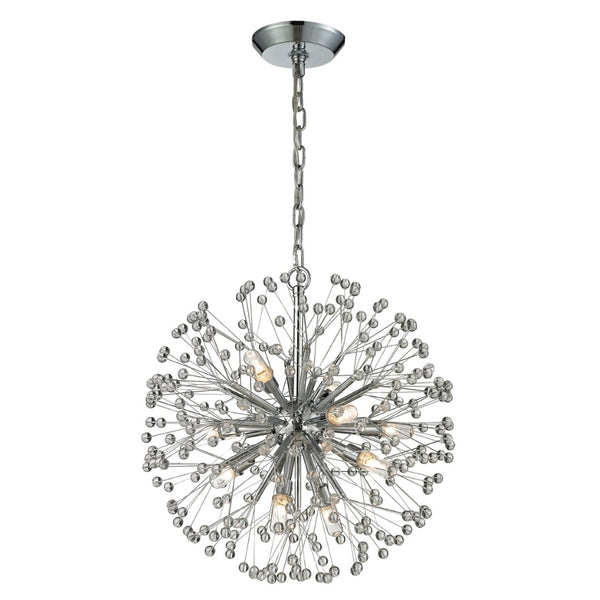 Atlas Starburst Chandelier - Iconic Mid-Century Modern Design with 16 Lights & Crystal Sphere Accents Polished Chrome 18'' CL12446-CH