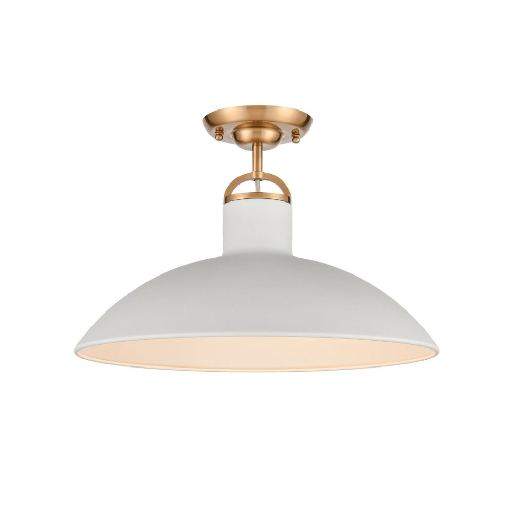 Atlas Surf 16'' Wide 1-Light Semi Flush Mount - Modern Textured White Design for Coastal-Inspired Spaces CL12449-WH