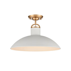 Atlas Surf 16'' Wide 1-Light Semi Flush Mount - Modern Textured White Design for Coastal-Inspired Spaces CL12449-WH