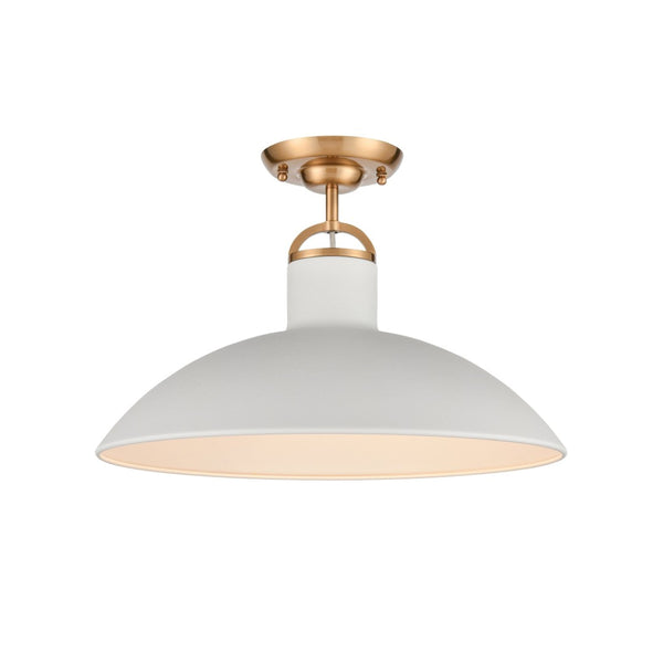 Atlas Surf 16'' Wide 1-Light Semi Flush Mount - Modern Textured White Design for Coastal-Inspired Spaces CL12449-WH