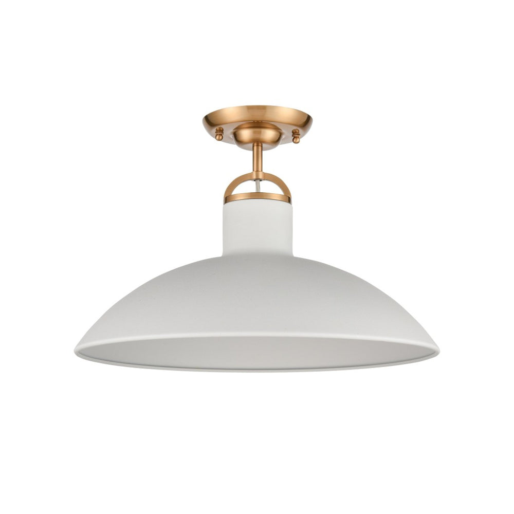 Atlas Surf 16'' Wide 1-Light Semi Flush Mount - Modern Textured White Design for Coastal-Inspired Spaces CL12449-WH
