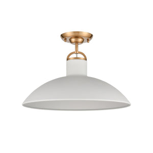 Atlas Surf 16'' Wide 1-Light Semi Flush Mount - Modern Textured White Design for Coastal-Inspired Spaces CL12449-WH