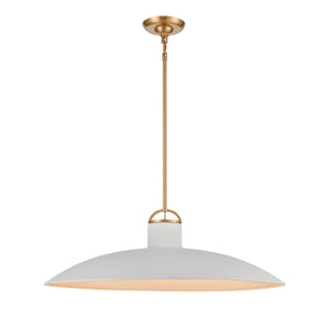 Atlas Surf Contemporary Coastal Pendant Light – Sleek Metal Shade for Modern Dining or Living Spaces Textured White 27'' CL12450-WH
