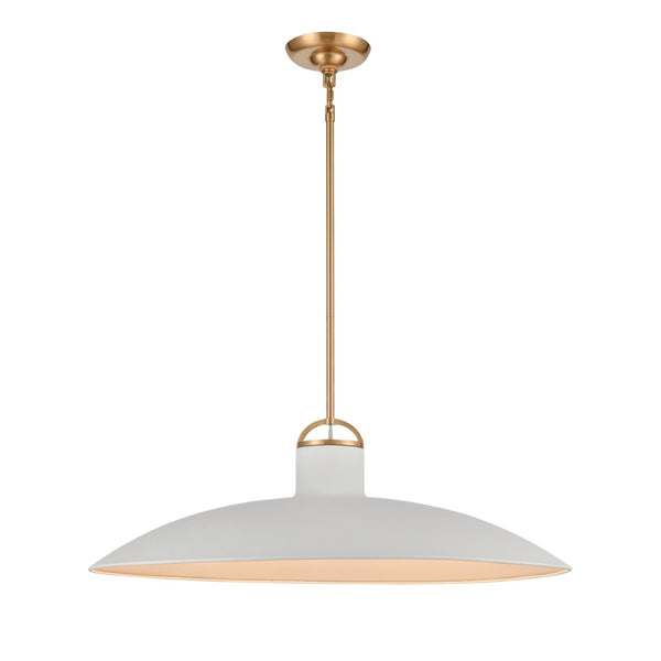 Atlas Surf Contemporary Coastal Pendant Light – Sleek Metal Shade for Modern Dining or Living Spaces Textured White 27'' CL12450-WH