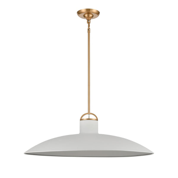 Atlas Surf Contemporary Coastal Pendant Light – Sleek Metal Shade for Modern Dining or Living Spaces Textured White 27'' CL12450-WH