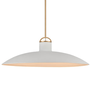 Atlas Surf Contemporary Coastal Pendant Light – Sleek Metal Shade for Modern Dining or Living Spaces Textured White 27'' CL12450-WH