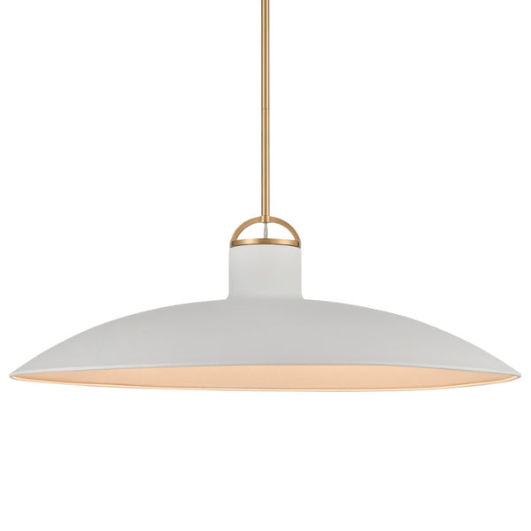 Atlas Surf Contemporary Coastal Pendant Light – Sleek Metal Shade for Modern Dining or Living Spaces Textured White 27'' CL12450-WH