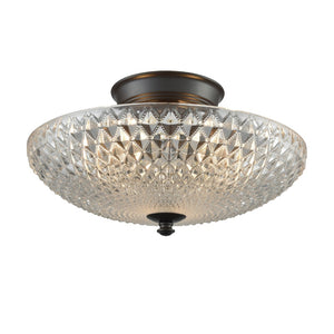 Atlas Sweetwater 2-Light Semi Flush Mount Fixture - Textured Glass Design for Warm Ambient Illumination Oil Rubbed Bronze 14'' CL12453-BZ