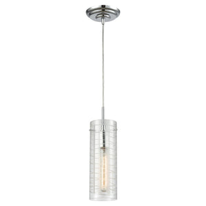 Atlas Swirl 5" Wide 1-Light Pendant - Contemporary Polished Chrome with Etched Glass Cylinder Shade CL12454-CH