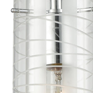 Atlas Swirl 5" Wide 1-Light Pendant - Contemporary Polished Chrome with Etched Glass Cylinder Shade CL12454-CH