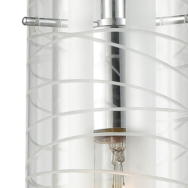 Atlas Swirl 5" Wide 1-Light Pendant - Contemporary Polished Chrome with Etched Glass Cylinder Shade CL12454-CH