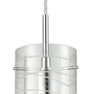 Atlas Swirl 5" Wide 1-Light Pendant - Contemporary Polished Chrome with Etched Glass Cylinder Shade CL12454-CH