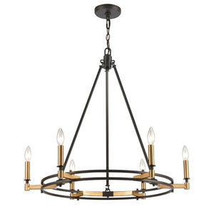 Atlas Talia 6-Light Chandelier - Modern Dual-Ring Design with Candle-Style Elegance for Timeless Interiors Oil Rubbed Bronze 29'' CL12458-BZ