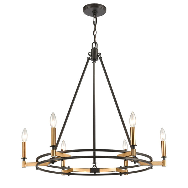 Atlas Talia 6-Light Chandelier - Modern Dual-Ring Design with Candle-Style Elegance for Timeless Interiors Oil Rubbed Bronze 29'' CL12458-BZ