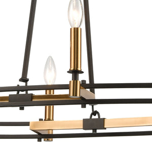Atlas Talia 42" Wide 8-Light Linear Chandelier - Elegant Oil Rubbed Bronze & Satin Brass Design for Any Space CL12460-BZ