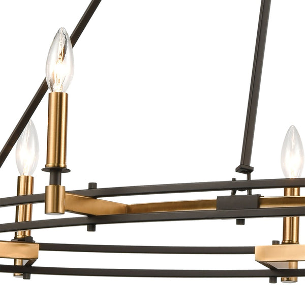 Atlas Talia 42" Wide 8-Light Linear Chandelier - Elegant Oil Rubbed Bronze & Satin Brass Design for Any Space CL12460-BZ