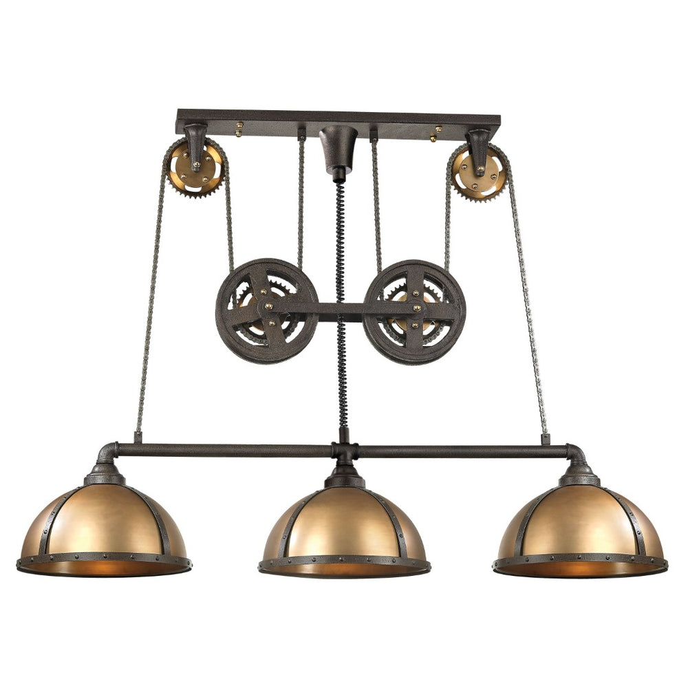 Atlas Torque 62'' Wide Adjustable 3-Light Linear Chandelier - Vintage Rust for Industrial Elegance CL12465-BZ
