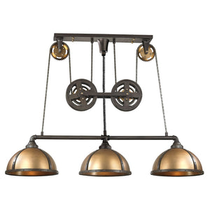 Atlas Torque 62'' Wide Adjustable 3-Light Linear Chandelier - Vintage Rust for Industrial Elegance CL12465-BZ