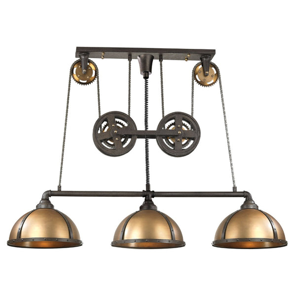 Atlas Torque 62'' Wide Adjustable 3-Light Linear Chandelier - Vintage Rust for Industrial Elegance CL12465-BZ