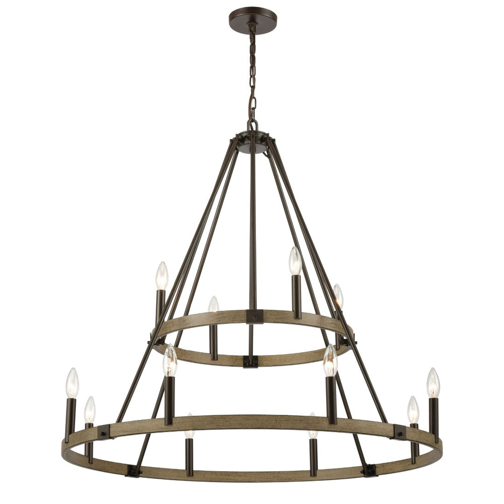 Atlas Transitions 36'' Wide 12-Light Chandelier - Elegant Two-Tone Design for Modern Dining & Living Spaces CL12467-BZ