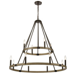 Atlas Transitions 36'' Wide 12-Light Chandelier - Elegant Two-Tone Design for Modern Dining & Living Spaces CL12467-BZ
