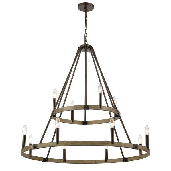 Atlas Transitions 36'' Wide 12-Light Chandelier - Elegant Two-Tone Design for Modern Dining & Living Spaces CL12467-BZ