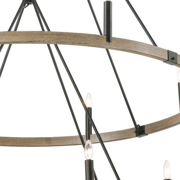 Atlas Transitions Chandelier - Modern Candle-Style Lighting with Two-Tone Finish for Elegant Interiors Oil Rubbed Bronze 56'' CL12470-BZ