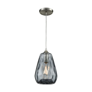 Atlas Tulare 7" Wide 1-Light Pendant - Modern Satin Nickel Fixture with Dark Smoke Waterglass Shade CL12472-NK