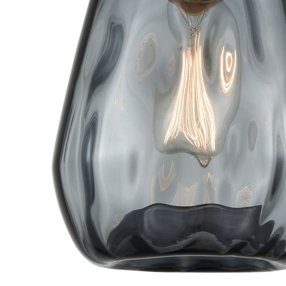 Atlas Tulare 7" Wide 1-Light Pendant - Modern Satin Nickel Fixture with Dark Smoke Waterglass Shade CL12472-NK