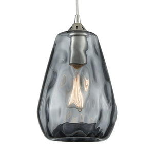 Atlas Tulare 7" Wide 1-Light Pendant - Modern Satin Nickel Fixture with Dark Smoke Waterglass Shade CL12472-NK