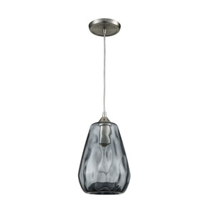 Atlas Tulare 7" Wide 1-Light Pendant - Modern Satin Nickel Fixture with Dark Smoke Waterglass Shade CL12472-NK