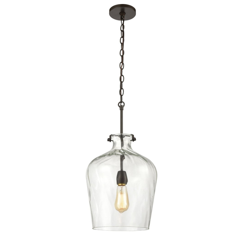 Atlas Tuscan Villa 12" Wide Pendant Light - Rustic Oil Rubbed Bronze with Clear Water Glass Shade CL12474-BZ