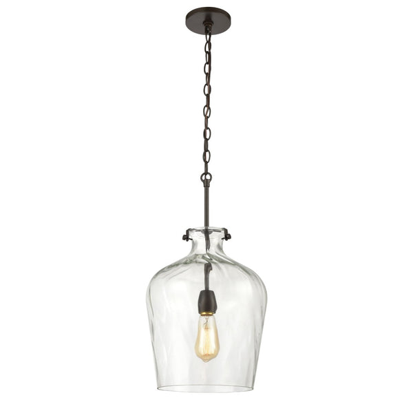 Atlas Tuscan Villa 12" Wide Pendant Light - Rustic Oil Rubbed Bronze with Clear Water Glass Shade CL12474-BZ