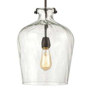 Atlas Tuscan Villa 12" Wide Pendant Light - Rustic Oil Rubbed Bronze with Clear Water Glass Shade CL12474-BZ
