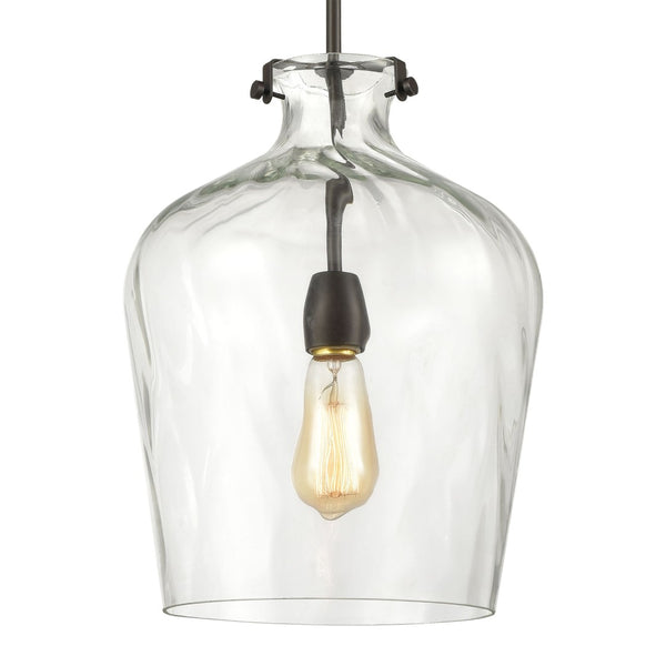 Atlas Tuscan Villa 12" Wide Pendant Light - Rustic Oil Rubbed Bronze with Clear Water Glass Shade CL12474-BZ