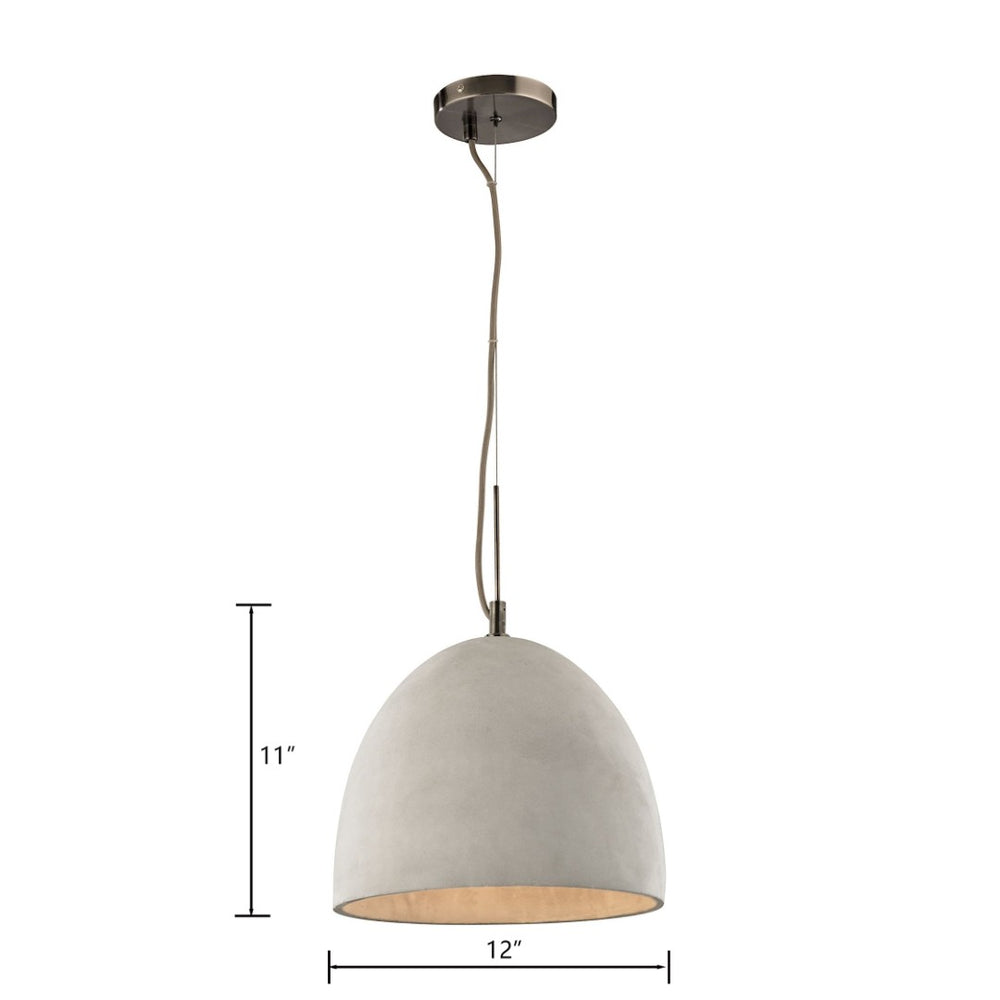 Atlas Urban Form 12'' Wide Mini Pendant Light – Weathered Grey Concrete & Black Nickel, Modern Industrial Style CL12477-GY