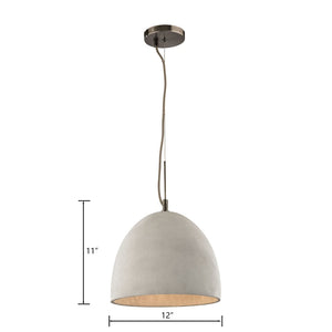 Atlas Urban Form 12'' Wide Mini Pendant Light – Weathered Grey Concrete & Black Nickel, Modern Industrial Style CL12477-GY