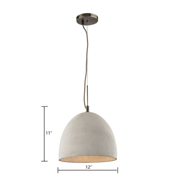 Atlas Urban Form 12'' Wide Mini Pendant Light – Weathered Grey Concrete & Black Nickel, Modern Industrial Style CL12477-GY