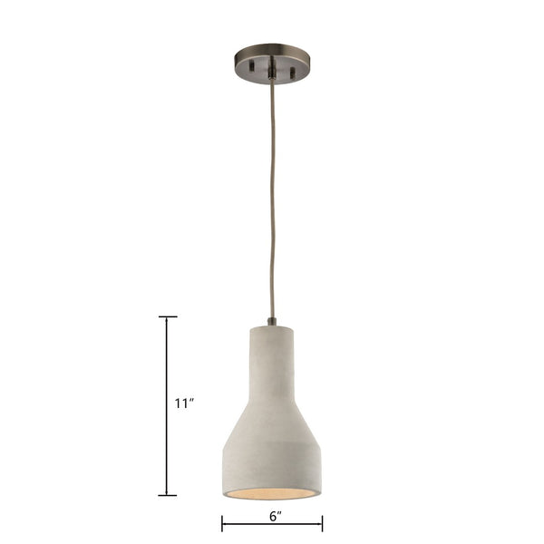 Atlas Urban Form Mini Pendant Light - Stylish Weathered Grey Concrete & Chic Accents for Modern Spaces Black Nickel 6'' CL12478-GY