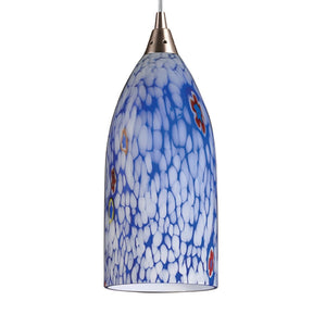 Atlas Verona 5" Wide 1-Light Pendant - Unique Starburst Blue Glass with Satin Nickel for Modern Interiors CL12483-BL1