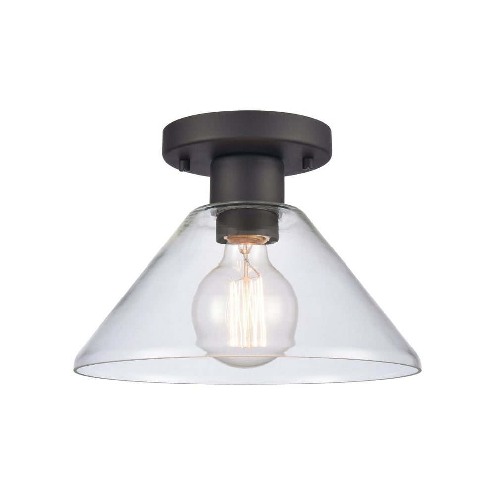 Atlas Vivica 10" Wide Contemporary Flush Mount Ceiling Light - Elegant Clear Glass Shade for Modern Spaces Matte Black with Clear CL12490-BK