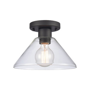 Atlas Vivica 10" Wide Contemporary Flush Mount Ceiling Light - Elegant Clear Glass Shade for Modern Spaces Matte Black with Clear CL12490-BK